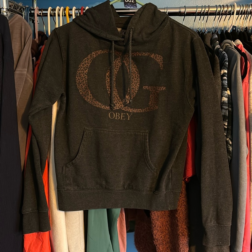 OBEY Hoodie S Grey Leopard